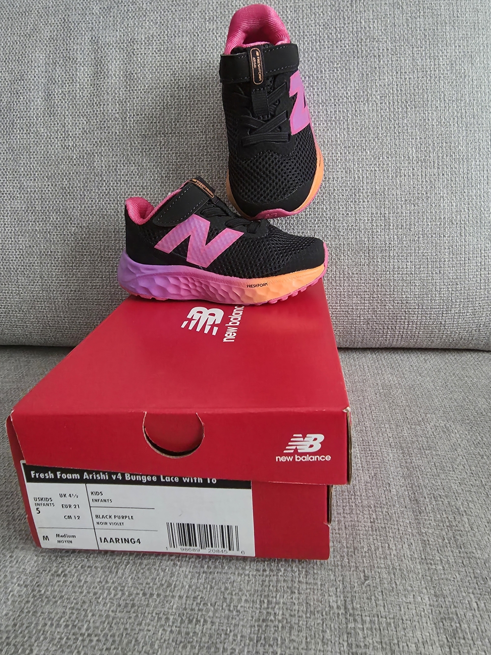New Balance Kids' Black and Pink Athletic Sneakers